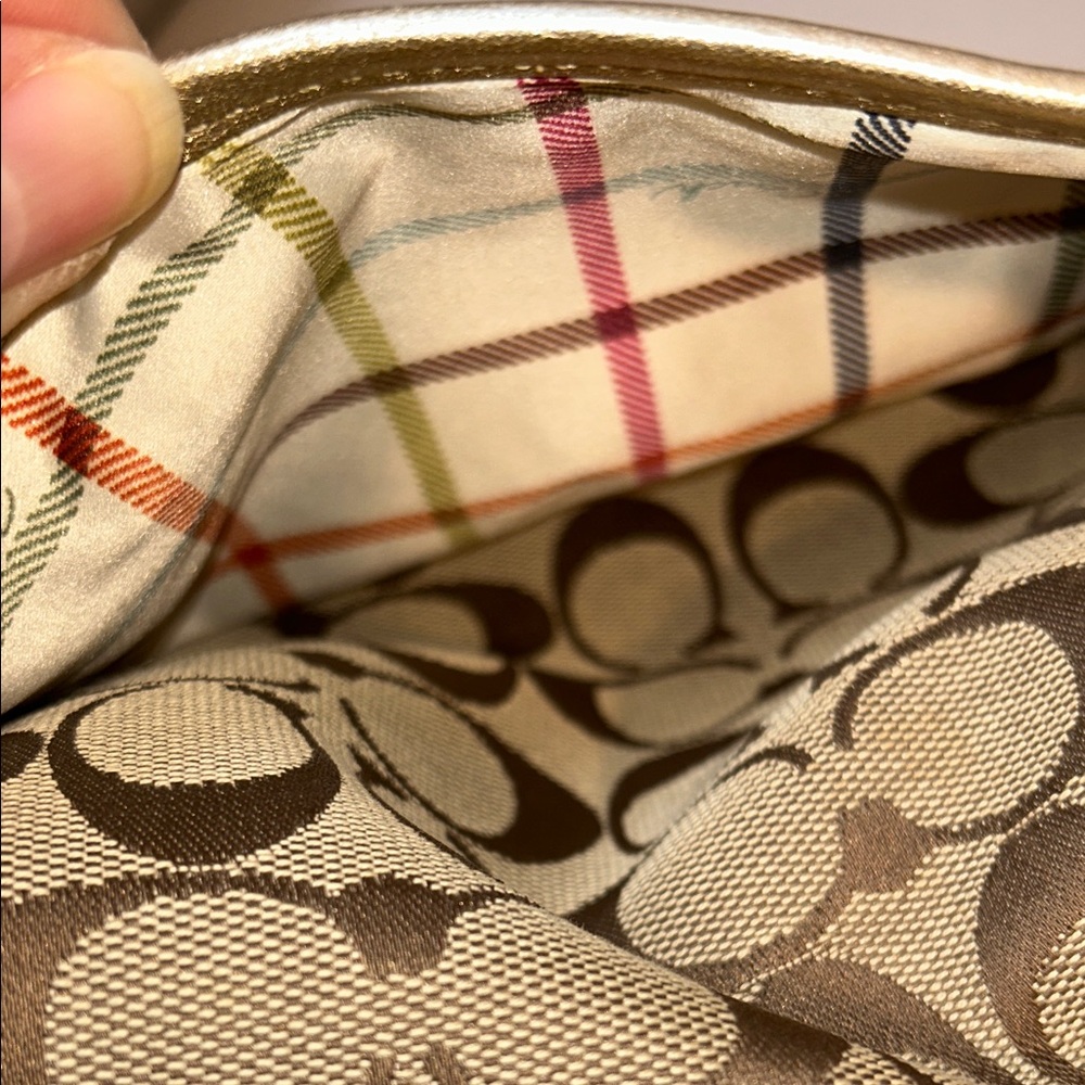 Coach Bleeker Signature Metallic Tattersall Tote - Picture 15 of 15